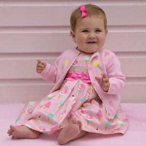 Rachel Riley Pink Ice Cream Cardigan Sweater 18 Months